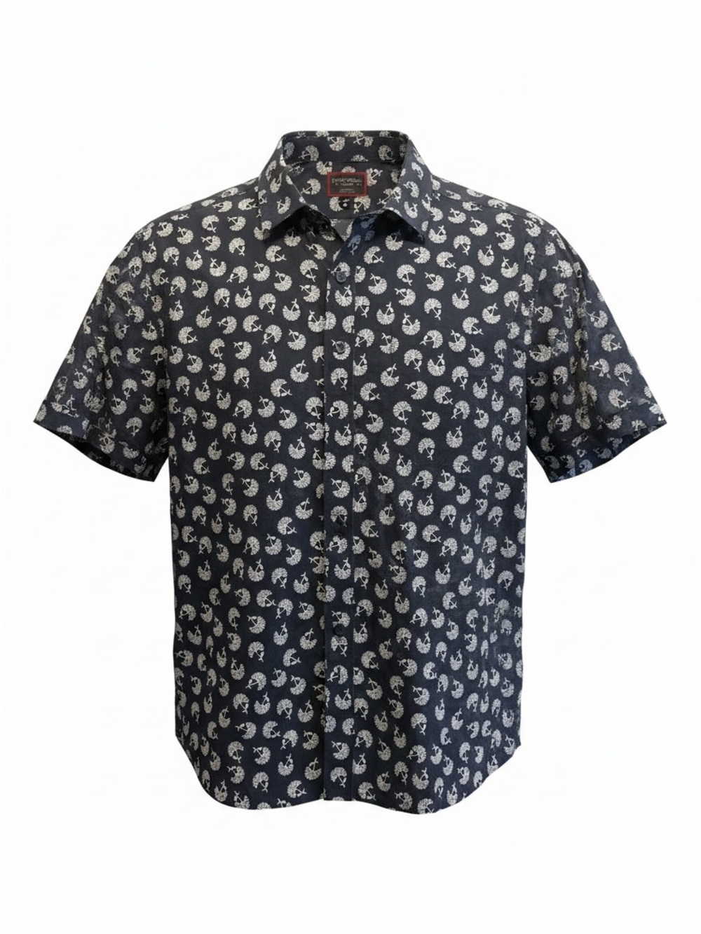 UNTUCKit Navy Short-Sleeve Button-Down with White Floral Print